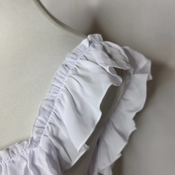 INC International Concepts Ruffle-Trim Empire Top White NWT $50 Size Large - Picture 7 of 11